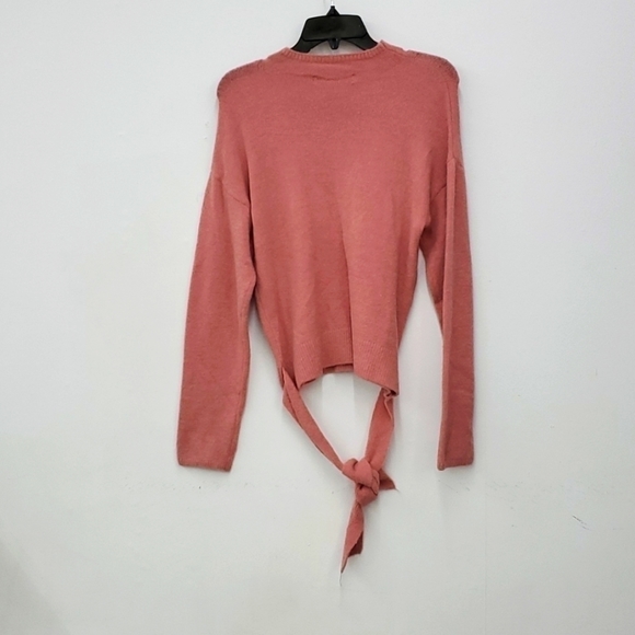 WAYF Pink Mock Neck Tie Front Pullover Sweater Medium - Picture 3 of 6